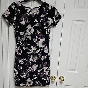 Pinkblush Navy Blue and Purple Floral Bodycon Dress